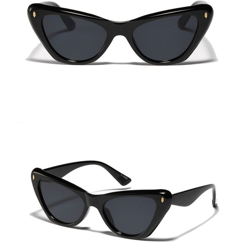 Black Cat Eye Sunglasses + Gold Details